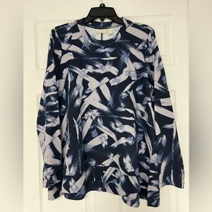LOGO Lounge Abstract Navy and White Long Sleeve Top